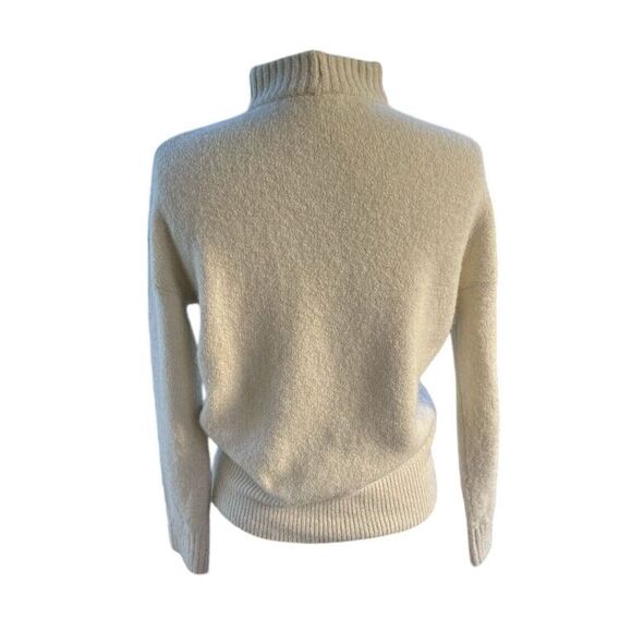 Madewell Cozy Turtleneck Sweater‎ Ribbed Collar V-Neck Wool Blend Cream XXS - Picture 5 of 5